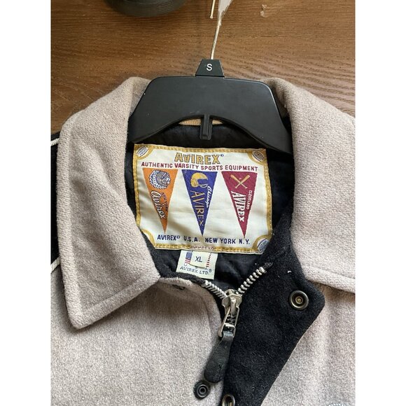 Vintage Avirex Wool Chain Stitched Spell Out Varsity Bomber Coat Mens XL - Picture 11 of 12